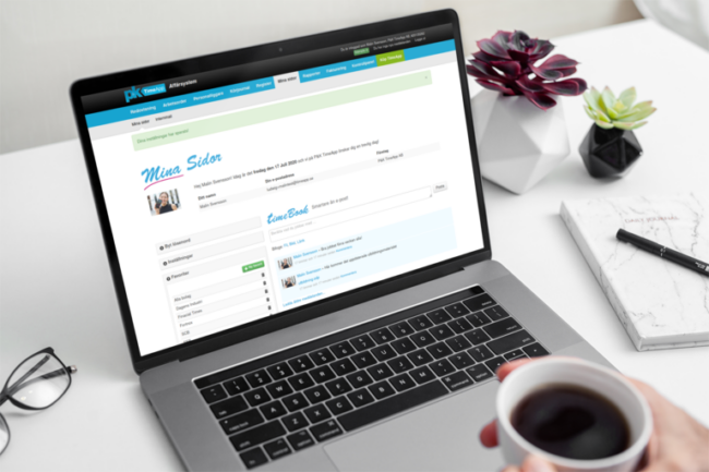 Dator med hemskärmen på TimeApp