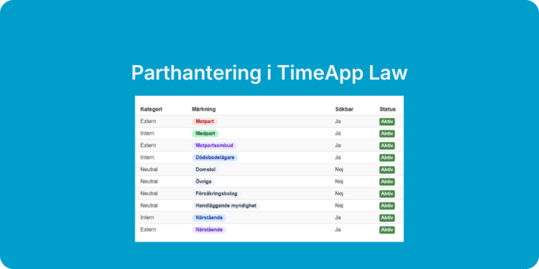 Parthatering i TimeApp Law3